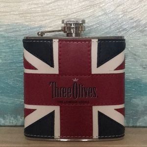 THREE OLIVES London Vodka Flask 6 oz stainless stl